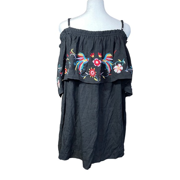 Savanna Jane Off‎ the Shoulder Blouse Plus Sz 3x Black Embroidered Floral Boho - Picture 6 of 14
